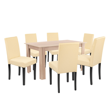 Mobilier sufragerie - Leziter Set de masă Leon 6+1 stejar Sonoma-bej