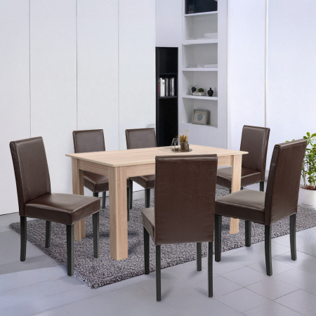 Leziter Set de masă Leon 6 1, stejar Sonoma-maro [1]