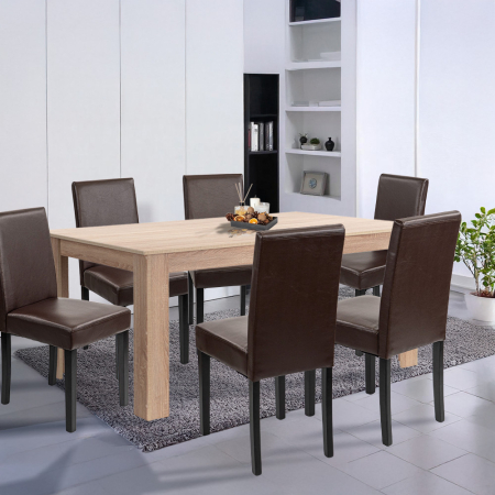 Leziter Set de masă Leon 6 1, stejar Sonoma-maro [1]