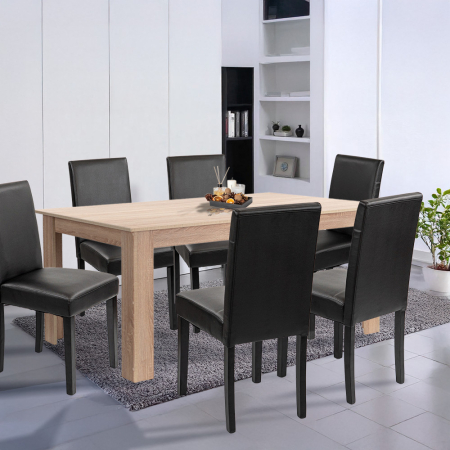 Leziter Set de masă Leon 6 1, stejar Sonoma-negru [1]
