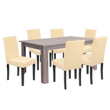 Mobilier sufragerie - Leziter Set de masă Leon 6+1 stejar York-bej