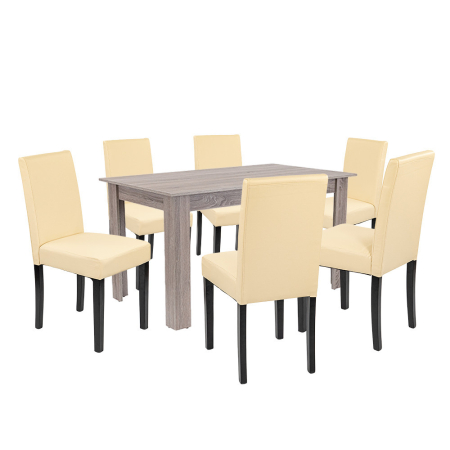 Mobilier sufragerie - Leziter Set de masă Leon 6+1 stejar York-bej