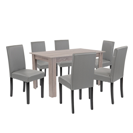 Mobilier sufragerie - Leziter Set de masă Leon 6+1 stejar York gri