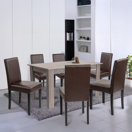 Leziter Set de masă Leon 6 1, stejar York-maro [1]