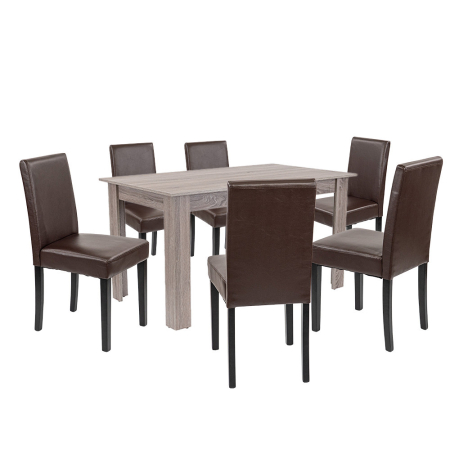 Mobilier sufragerie - Leziter Set de masă Leon 6+1 stejar York-maro