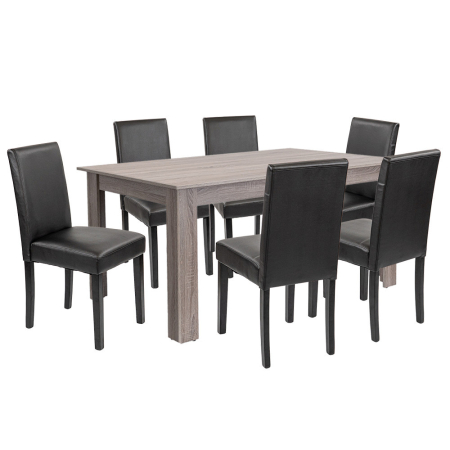 Mobilier sufragerie - Leziter Set de masă Leon 6+1 stejar York-negru