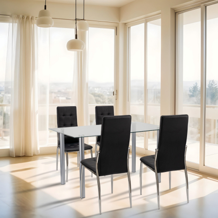 Leziter Set de masă Lina 4+1 negru [1]