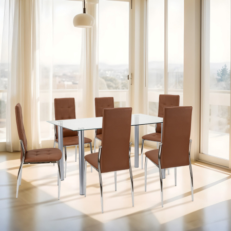 Leziter Set de masă Lina 6+1 maro [1]