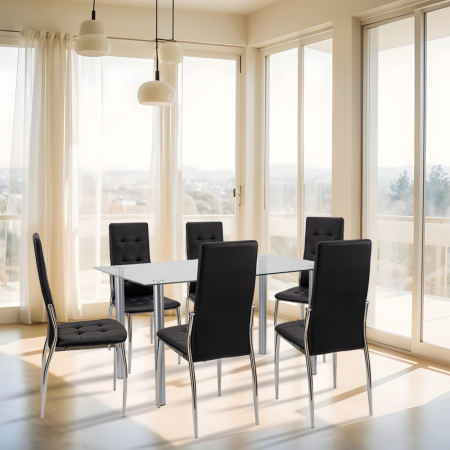 Leziter Set de masă Lina 6+1 negru [1]