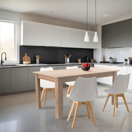 Leziter Set de masă Lola 4 1 alb-stejar Sonoma [1]