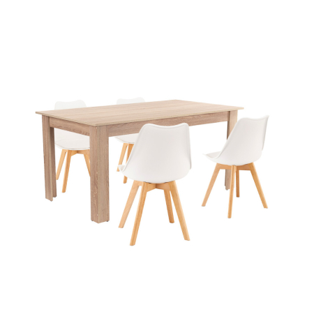 Mobilier - Leziter Set de masă Lola 4 1 alb-stejar Sonoma