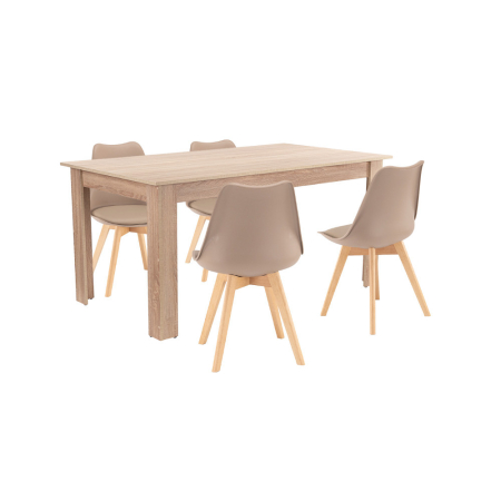 Set masă - Leziter Set de masă Lola 4+1 bej-stejar Sonoma