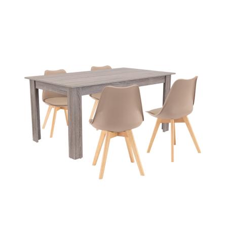 Mobilier - Leziter Set de masă Lola 4 1 bej-stejar York
