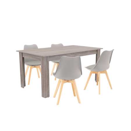 Mobilier - Leziter Set de masă Lola 4 1 gri-stejar York