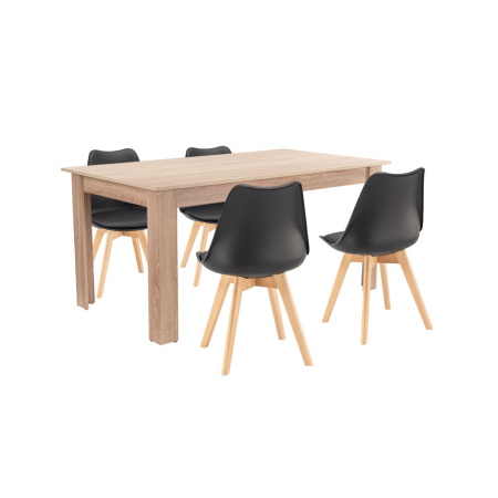 Set masă - Leziter Set de masă Lola 4+1 negru-stejar Sonoma