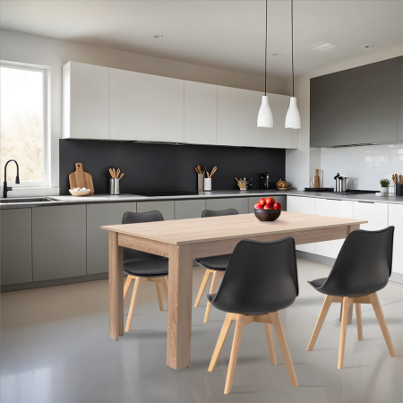 Leziter Set de masă Lola 4 1 negru-stejar Sonoma [1]