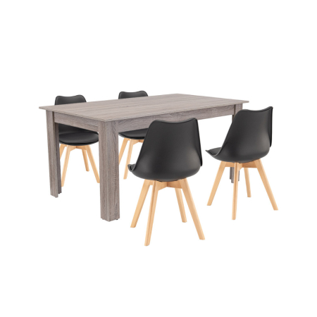 Set masă - Leziter Set de masă Lola 4+1 stejar negru-York