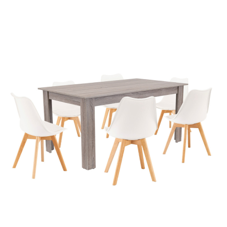 Mobilier - Leziter Set de masă Lola 6 1 alb-stejar York
