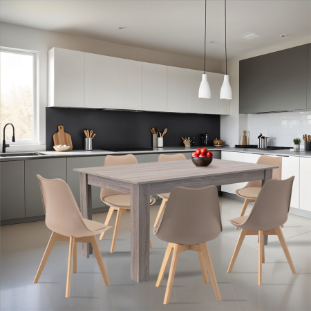 Leziter Set de masă Lola 6 1 bej-stejar York [1]