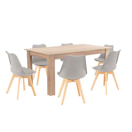 Mobilier - Leziter Set de masă Lola 6 1 gri-stejar Sonoma