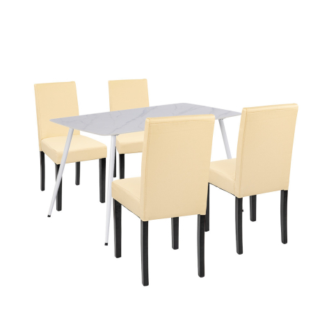 Mobilier sufragerie - Leziter Set de masă Megan 4 1 alb-bej