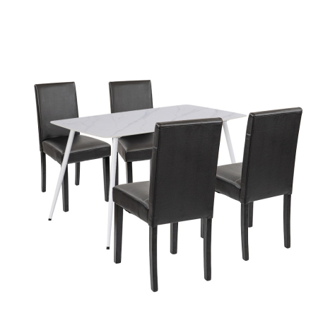 Mobilier - Leziter Set de masă Megan 4 1 alb-negru