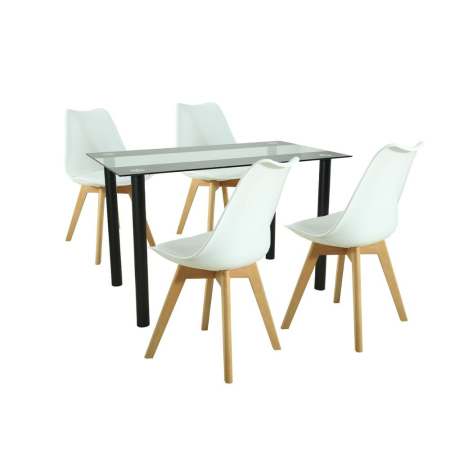 Leziter Set de masă Merlo 4 1 alb [0]