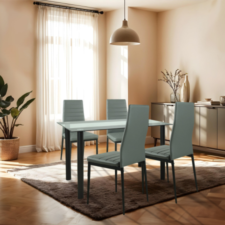 Leziter Set de masă Mezza 4+1 gri-negru [1]