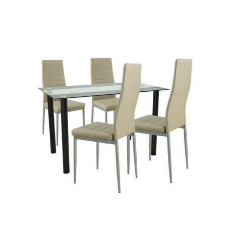 Mobilier sufragerie - Leziter Set de masă Mezza 4 în 1 bej-gri