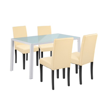 Mobilier sufragerie - Leziter Set de masă Mira 4 1 alb-bej