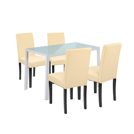 Mobilier sufragerie - Leziter Set de masă Mira 4 1 alb-bej