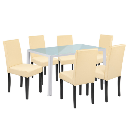 Mobilier sufragerie - Leziter Set de masă Mira 6 1 alb-bej