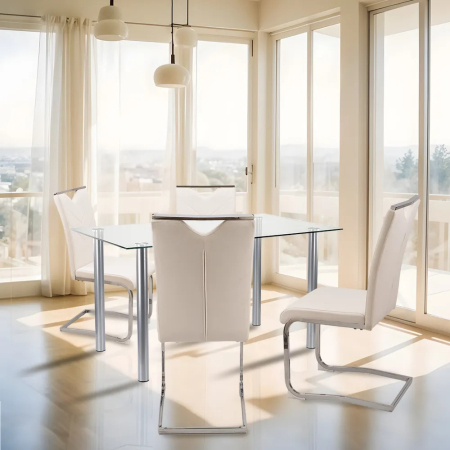 Leziter Set de masă Nikol 4+1 alb [1]