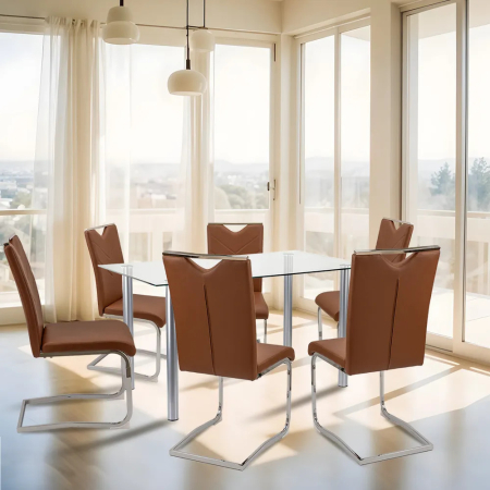 Leziter Set de masă Nikol 6+1 maro [1]