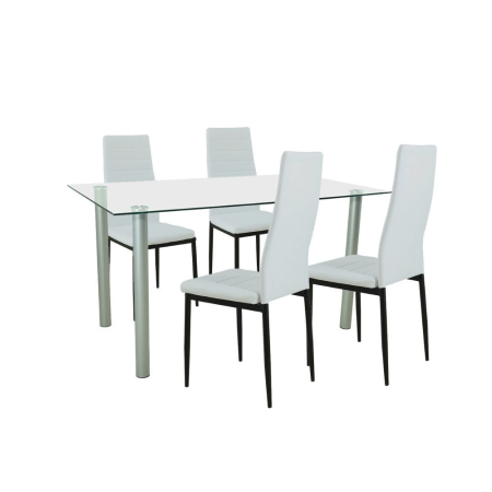 Mobilier sufragerie - Leziter Set de masă Verna 4 1 alb-negru