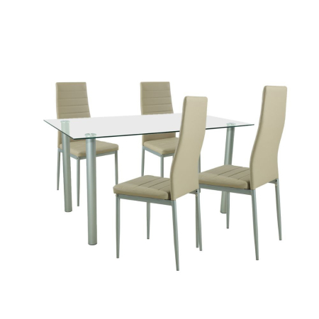 Mobilier sufragerie - Leziter Set de masă Verna 4 1 bej-gri