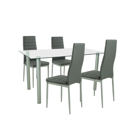 Mobilier sufragerie - Leziter Set de masă Verna 4+1 gri-gri