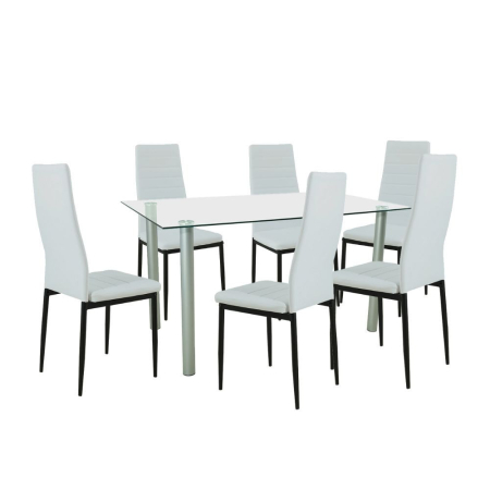 Mobilier sufragerie - Leziter Set de masă Verna 6+1 alb-negru