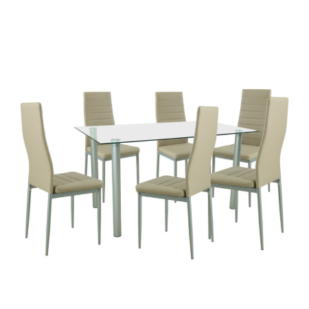 Mobilier sufragerie - Leziter Set de masă Verna 6+1 bej-gri