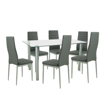 Mobilier sufragerie - Leziter Set de masă Verna 6+1 gri-gri