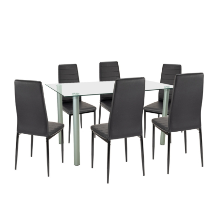 Mobilier sufragerie - Leziter Set de masă Verna 6+1 negru-negru