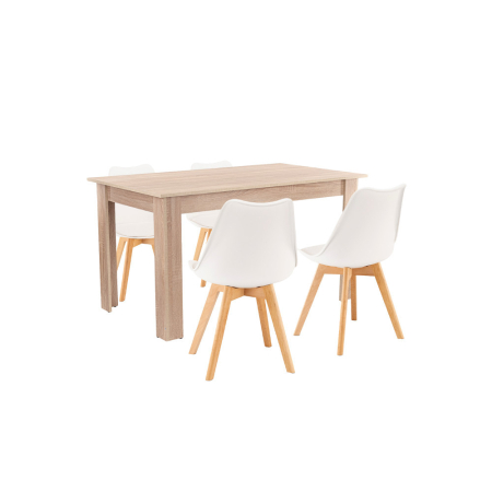 Set masă - Leziter Set de masă Zara 4+1 alb-stejar Sonoma