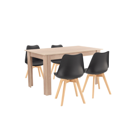 Set masă - Leziter Set de masă Zara 4+1 negru-stejar Sonoma