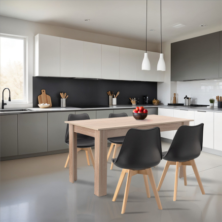 Leziter Set de masă Zara 4 1 negru-stejar Sonoma [1]