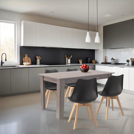 Leziter Set de masă Zara 4 1 negru-stejar York [1]