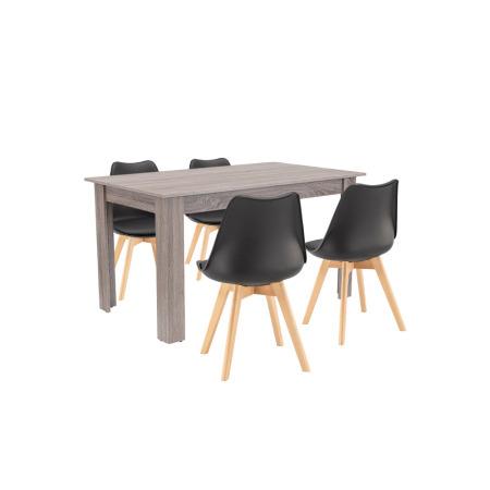 Set masă - Leziter Set de masă Zara 4+1 negru-stejar York
