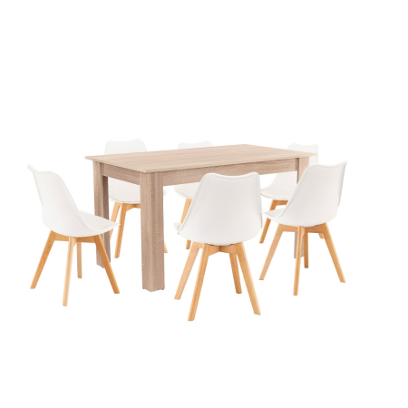 Produse temporar indisponibile - Leziter Set de masă Zara 6 1 alb-stejar Sonoma