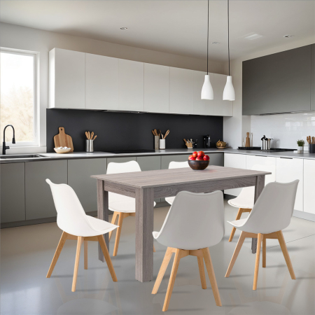 Leziter Set de masă Zara 6 1 alb-stejar York [1]