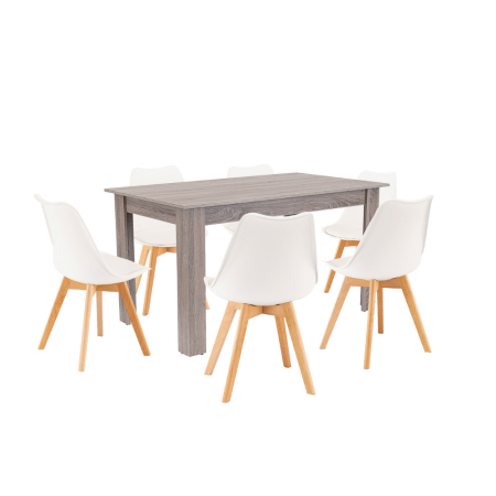 Produse temporar indisponibile - Leziter Set de masă Zara 6 1 alb-stejar York