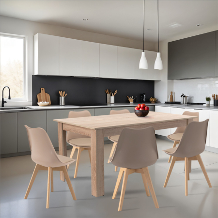 Leziter Set de masă Zara 6 1 bej-stejar Sonoma [1]